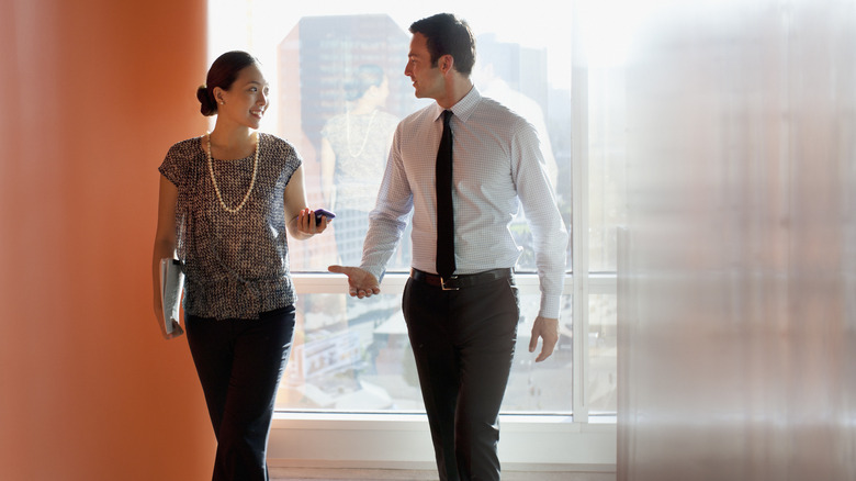 Male and female coworkers