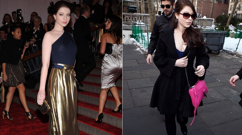 Michelle Trachtenberg in gold skirt