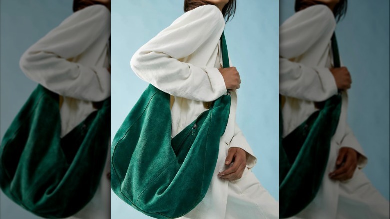 Slouchy emerald shoulder bag