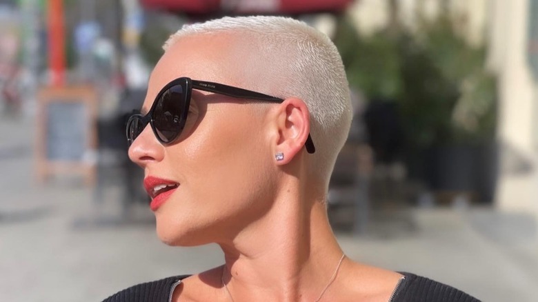 Woman with a buzz cut