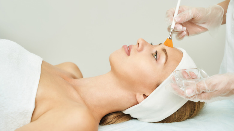 woman having a chemical peel done