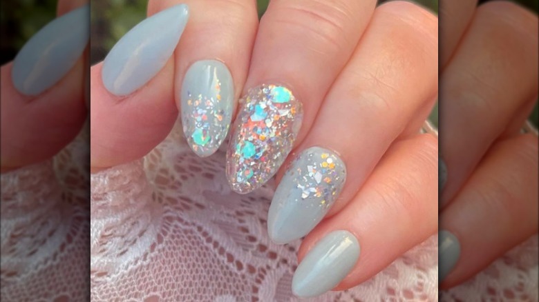 silver sparkle milk bath nails