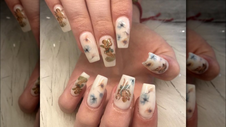 milk bath nails with decals