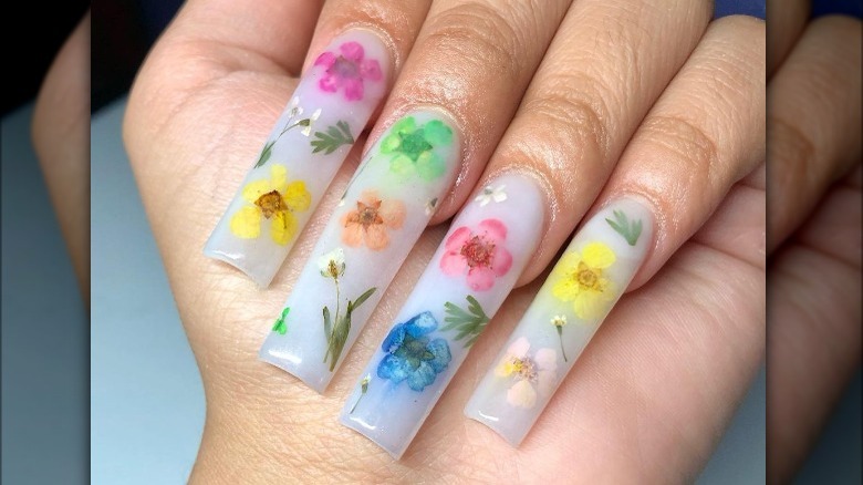 floral milk bath manicure