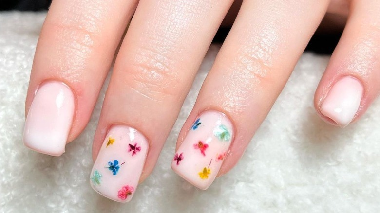 floral milk bath nails