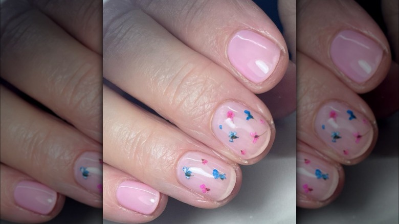 pink and blue milk bath nails