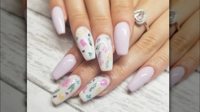 floral milk bath manicure