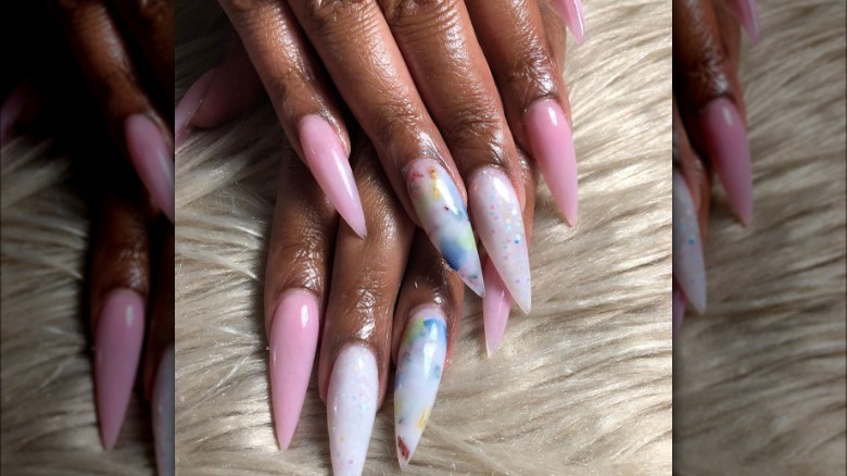 stiletto milk bath nails