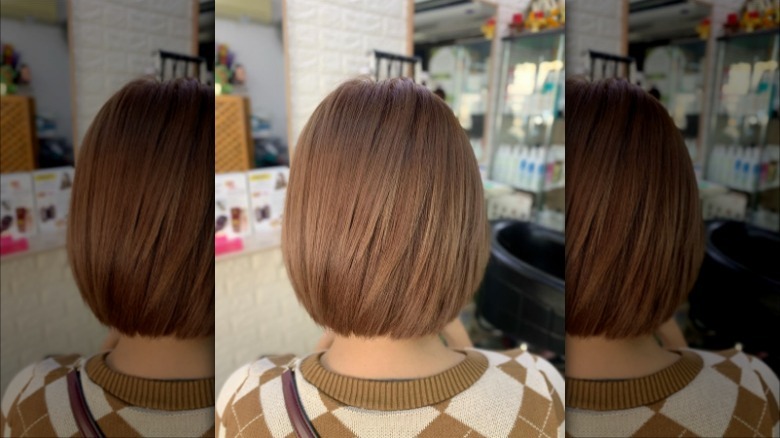 dark milk tea blond bob