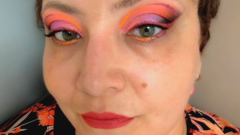 Girl wearing bright makeup