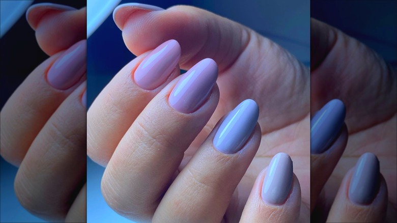 Lilac purple pink manicure