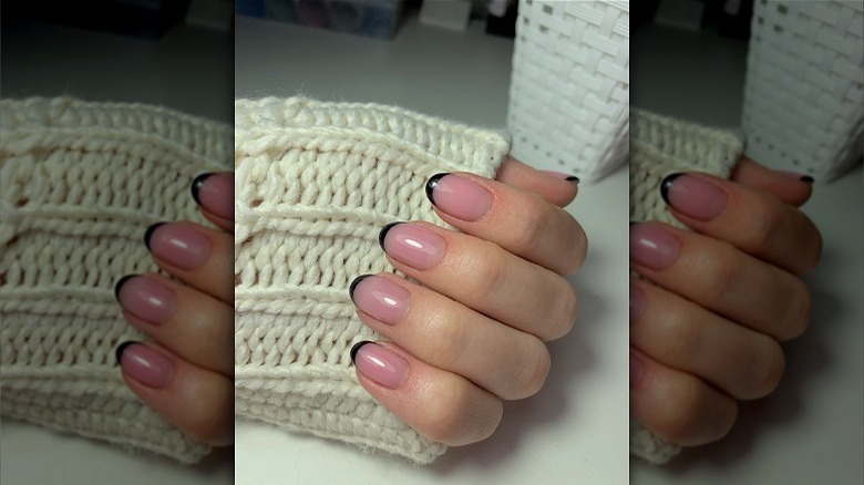 Black and pink nails