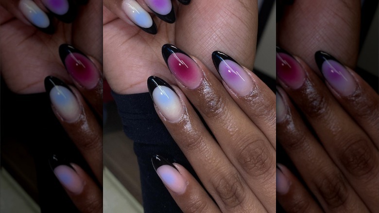 Colored French moon nails
