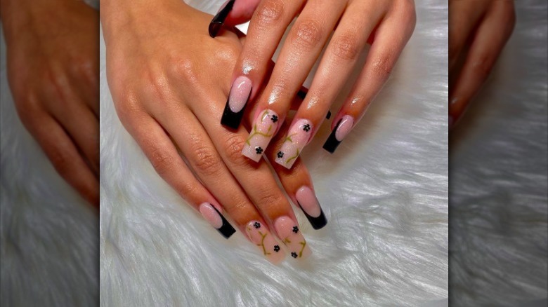 Dark rose French nails