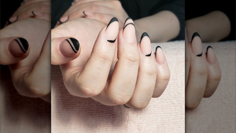 Matte French moon nails