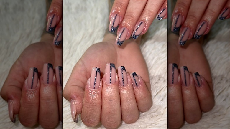 French moon nails with line