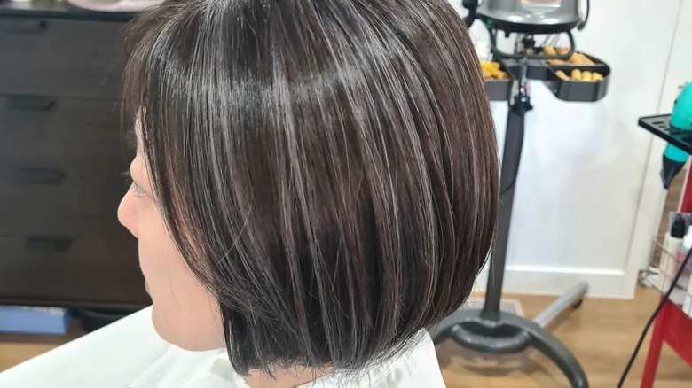 Dark bob with gray highlights