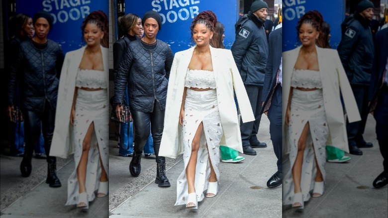 Halle Bailey in white outfit