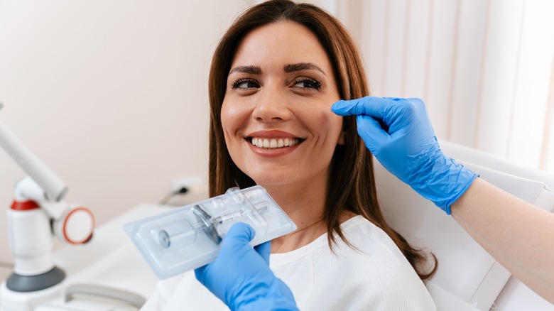 Woman smiling at med spa