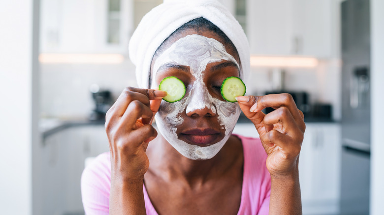 woman with skincare mask