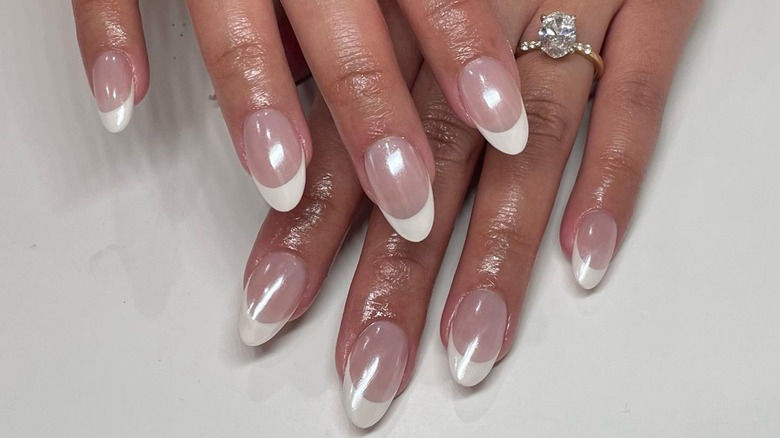 rounded french tips with chrome