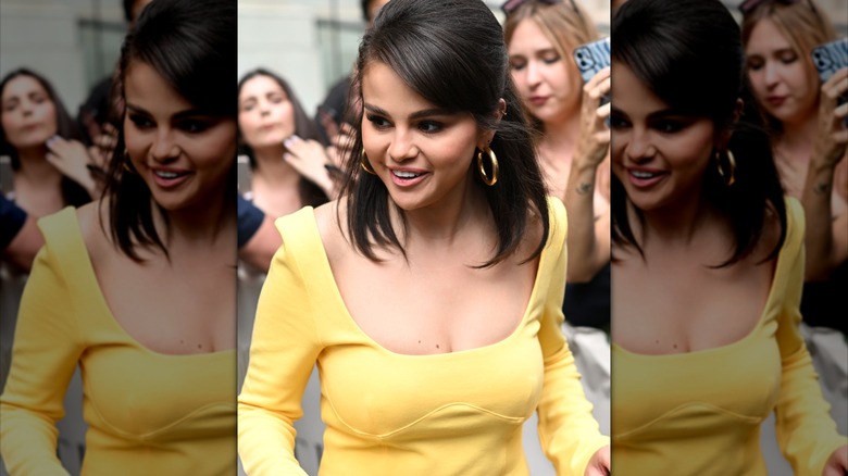 Selena Gomez wearing butter-yellow dress