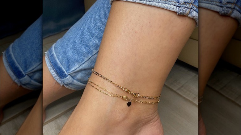 Girl wearing a simple anklet