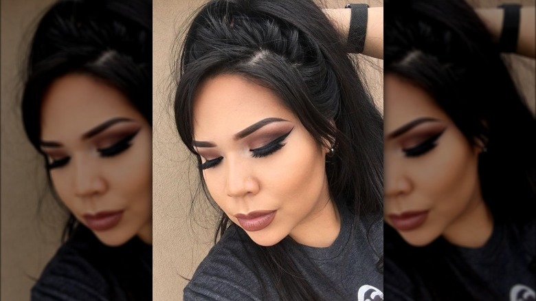 Woman wearing brown monochromatic makeup