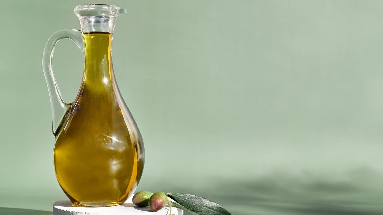 Pitcher of olive oil