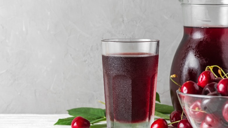 Tart cherry juice in glass
