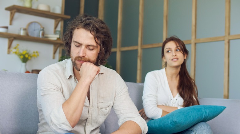 Couple having tense conversation 