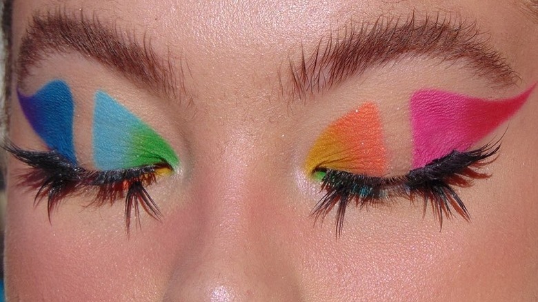 rainbow negative space eyeliner look