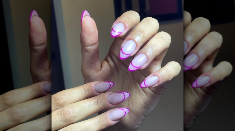 negative space French manicure in pink