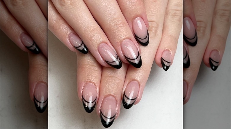 black negative space French manicure