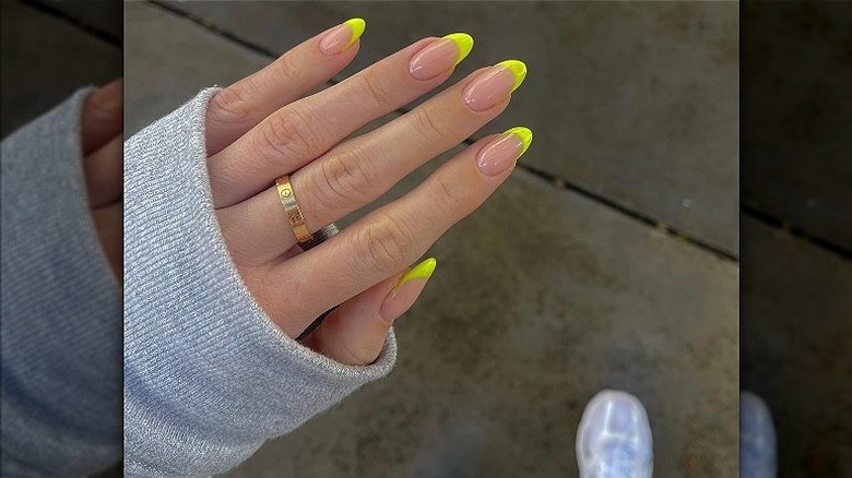 neon yellow French nails