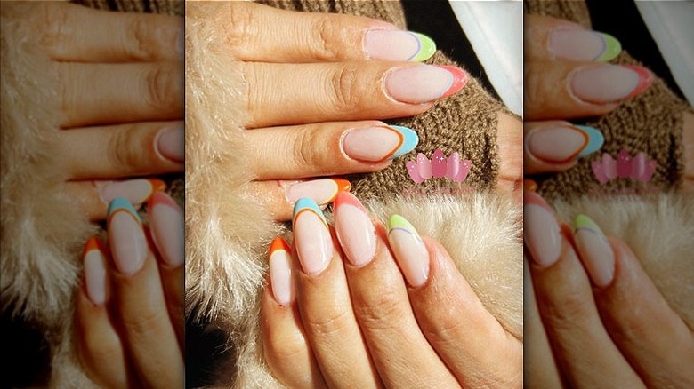 double neon French nails