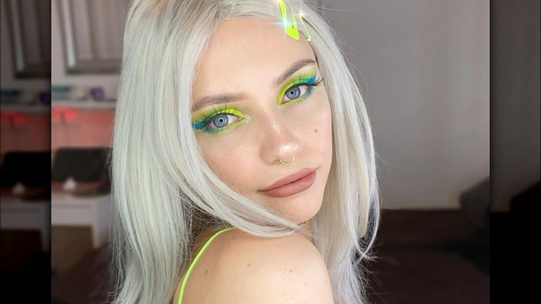 Color gradient neon eye makeup