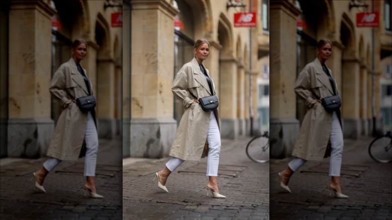 woman in trench coat