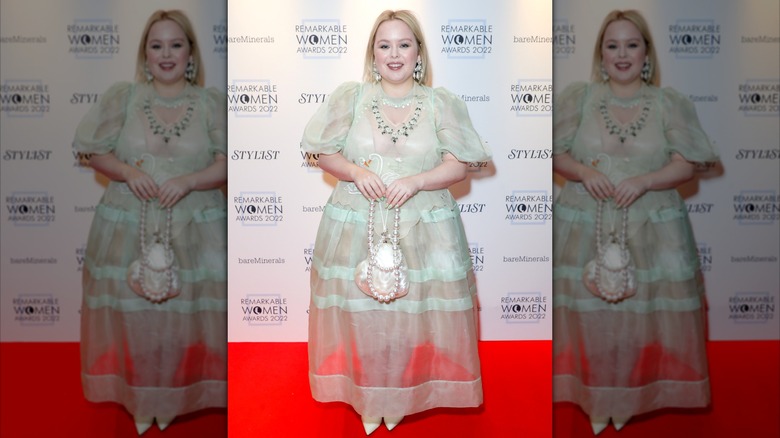 Nicola Coughlan wearing a sheer, puffy dress.