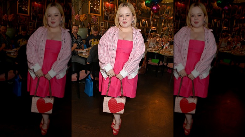 Nicola Coughlan wearing pink at a Pride brunch.