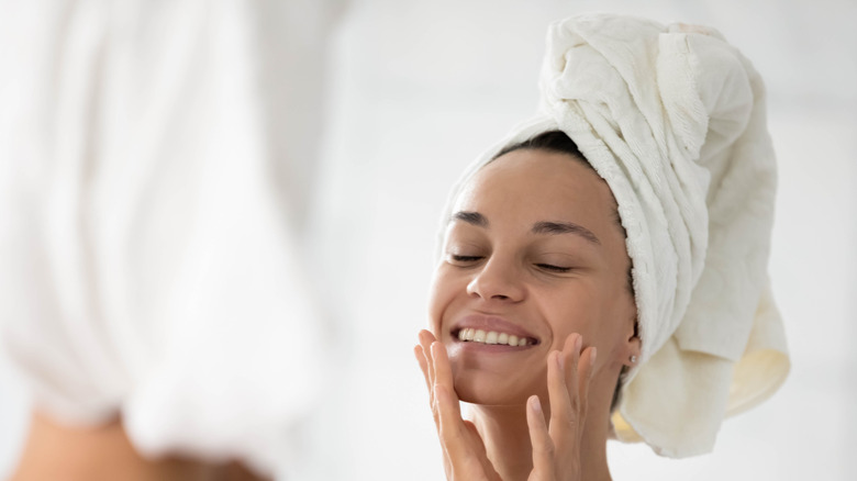 woman smiling with smooth skin