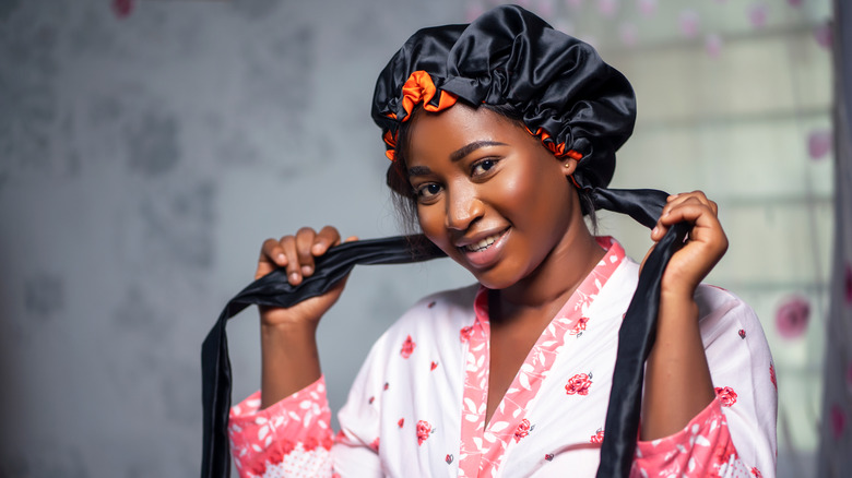  wearing a bonnet to bed