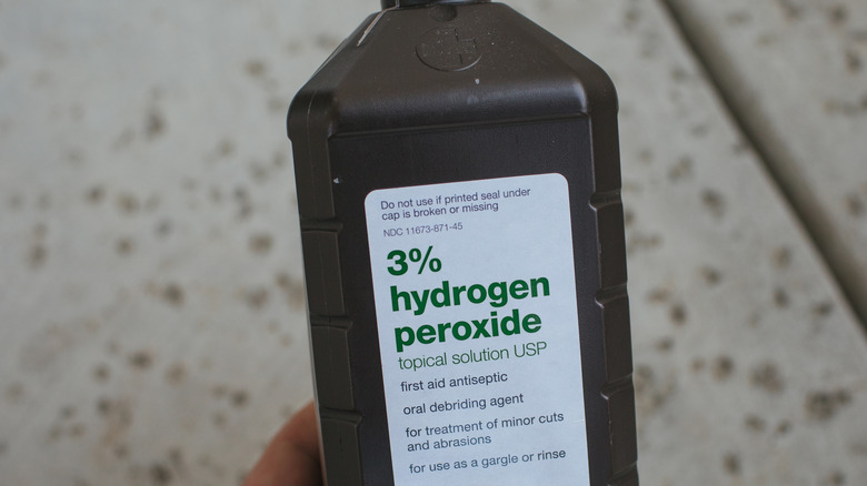 Bottle of hydrogen peroxide.
