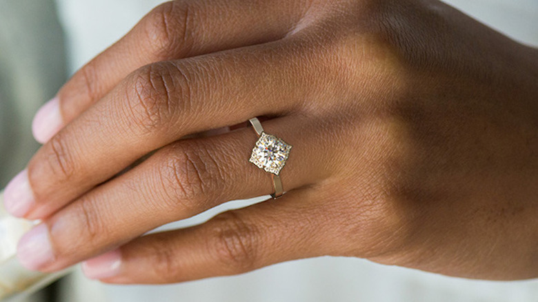 Engagement ring shaped like a magnolia flower