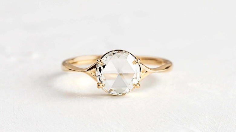 Rose-cut faceted engagement ring