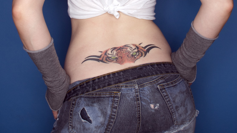 Lower back tiger tattoo