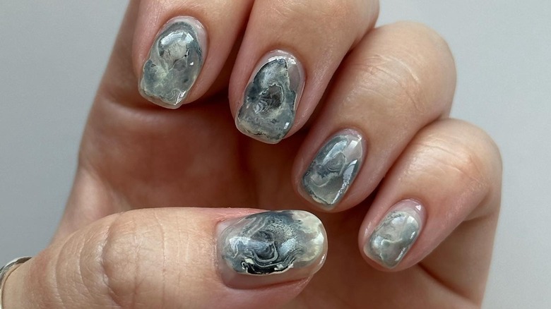 blue ocean-like nail design