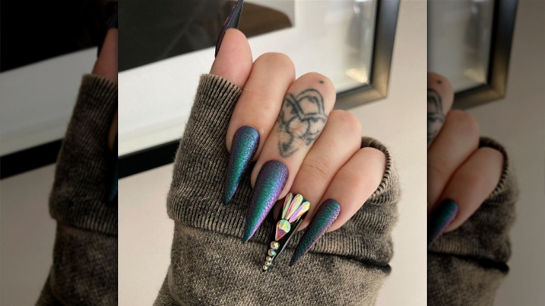 Dragon's egg oil-slick nails