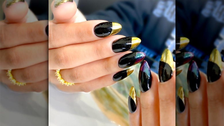 Gold-and-black nails