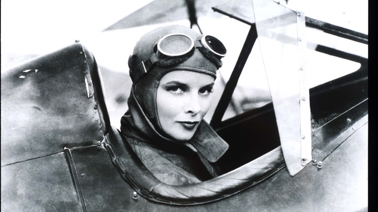 Katharine Hepburn flying